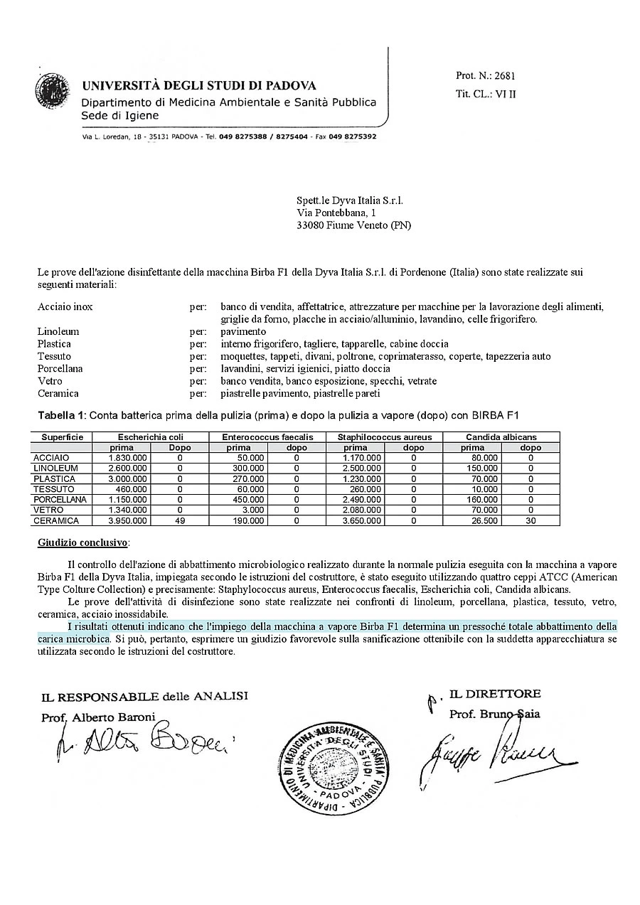 Dyva Italia,sicurezza,Sanificazione, igienizzazione,Birba,evolution,160°,vapore,secco